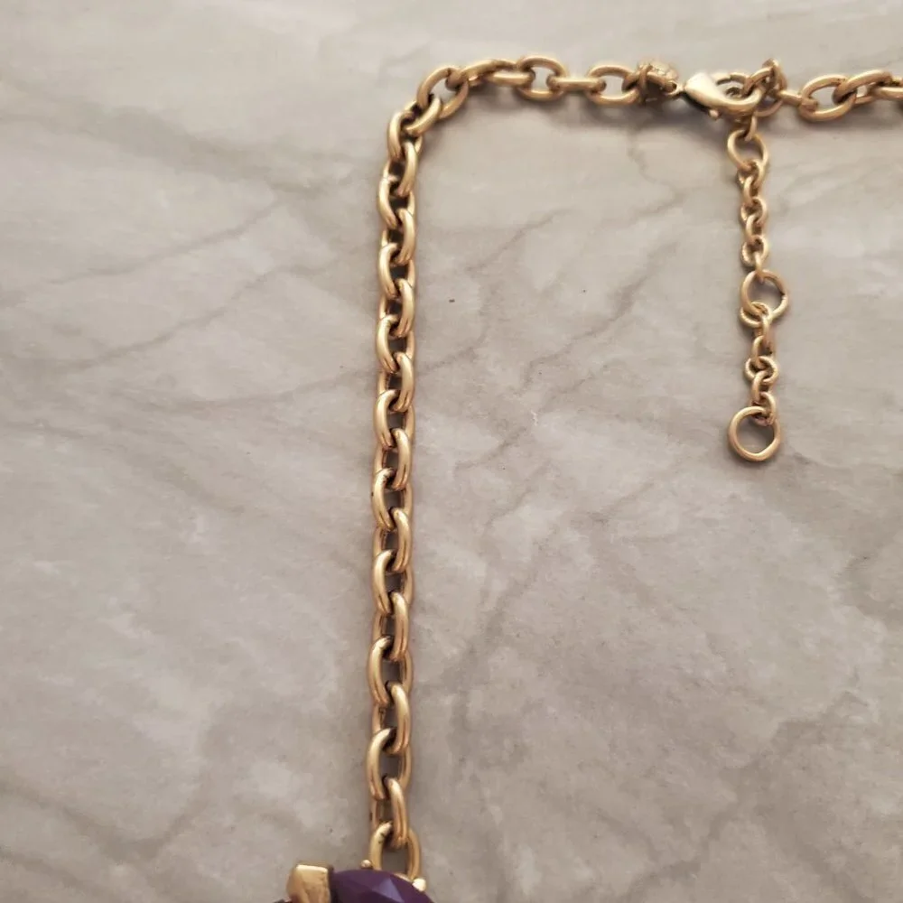 💜 J.Crew Retro Purple Rhinestone Crystal Cluster Burst Statement Necklace 💜 - Picture 2 of 13